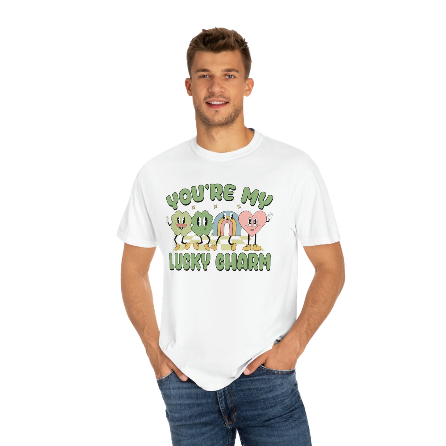 Retro Lucky Charm Rainbow Shamrock St. Pattys Day Tshirt