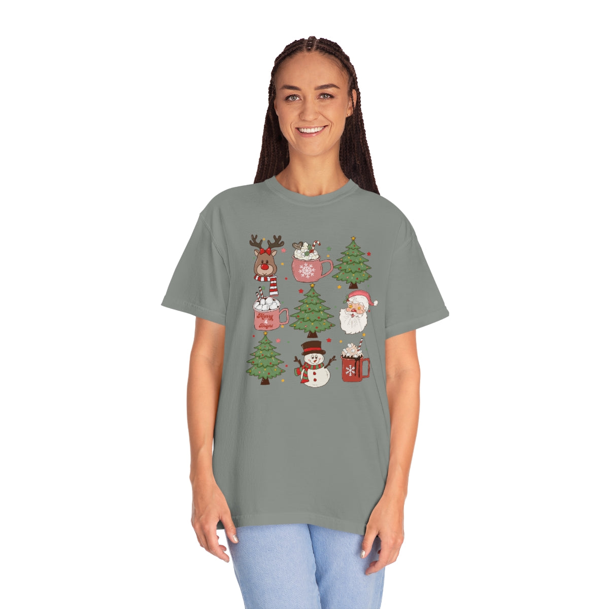 Cute Snowman Reindeer Santa Christmas Tree Xmas Holiday Tshirt