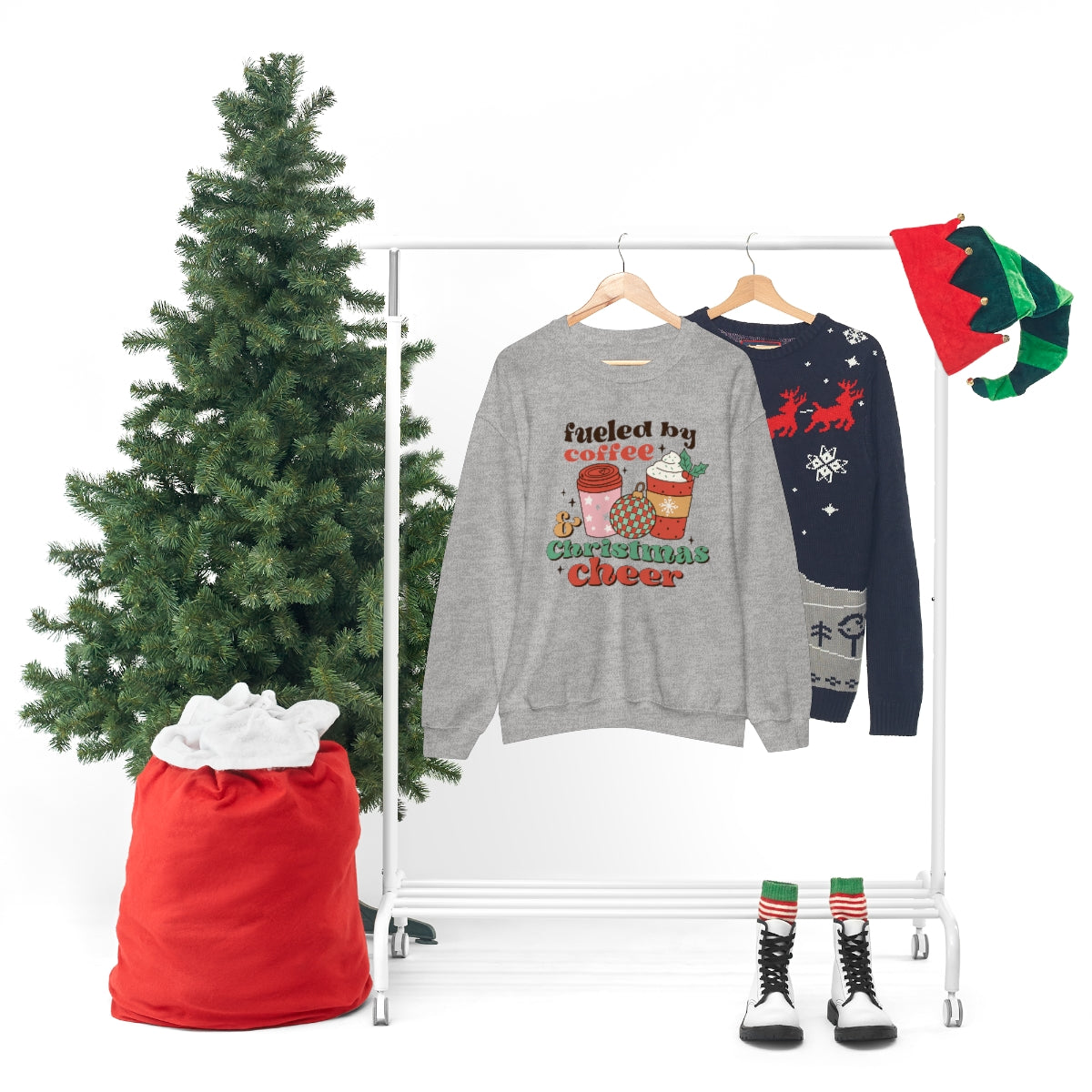 Fueled by Coffee and Christmas Cheer Xmas Holiday Sweatshirt