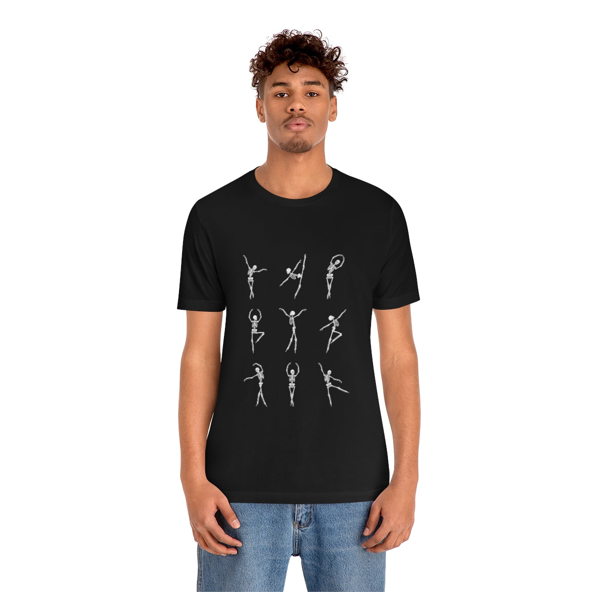 Dancing Skeletons Halloween Design on Unisex Jersey Short Sleeve Tee