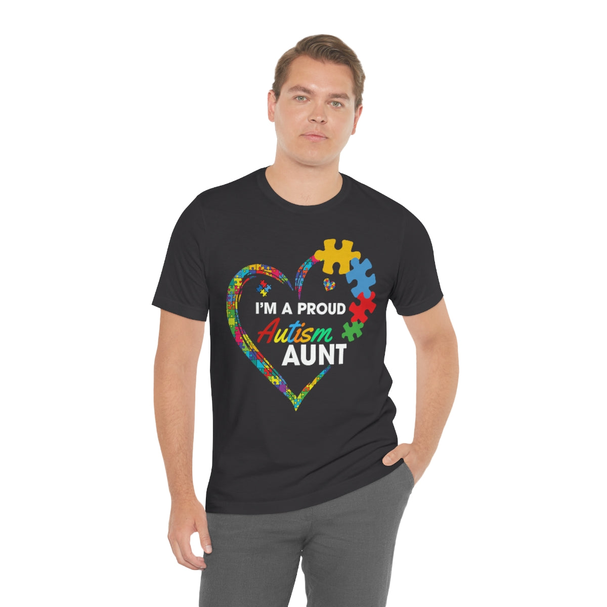 Proud Autism Aunt Heart Puzzle Pieces Tshirt