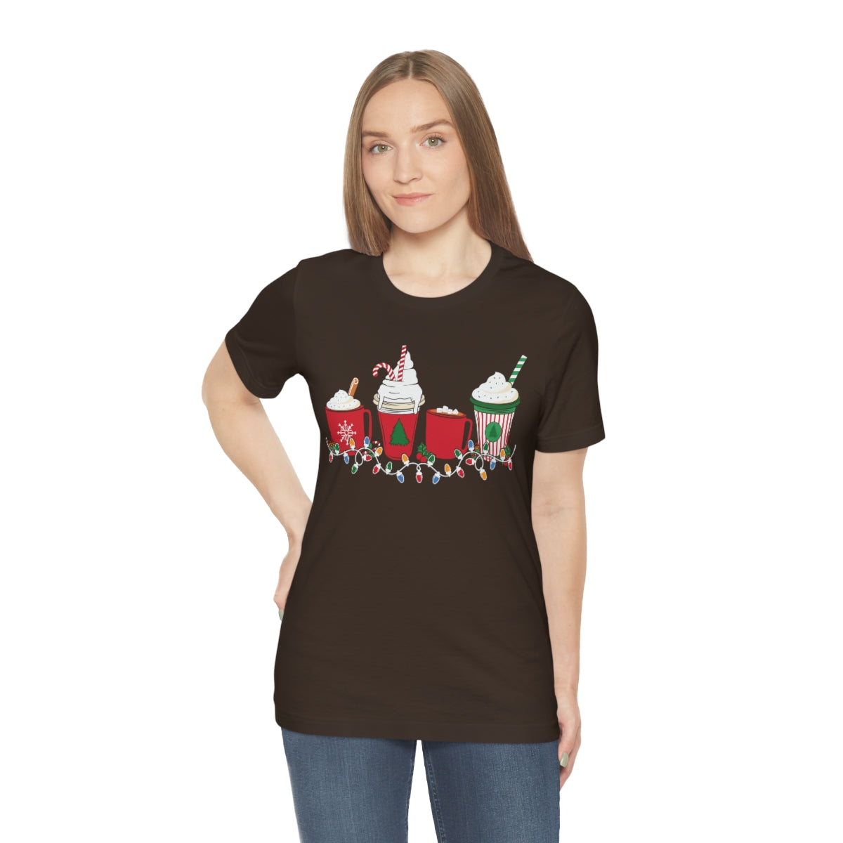 Starbucks Themed Peppermint Coffee Cups Christmas Holiday Tshirt