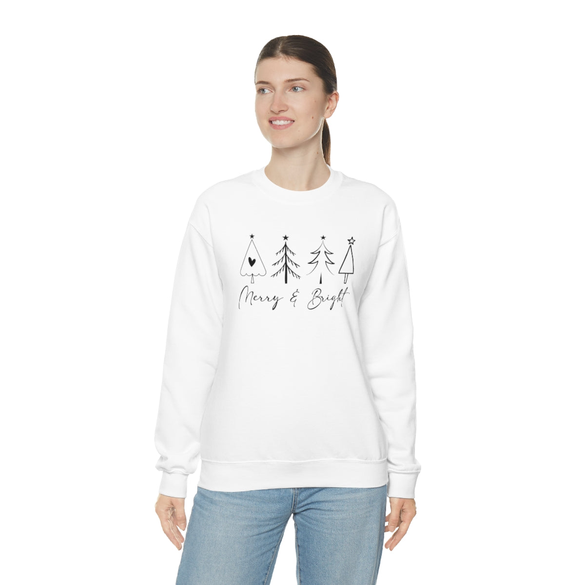 Merry & Bright Simple Christmas Xmas Trees Holiday Sweatshirt