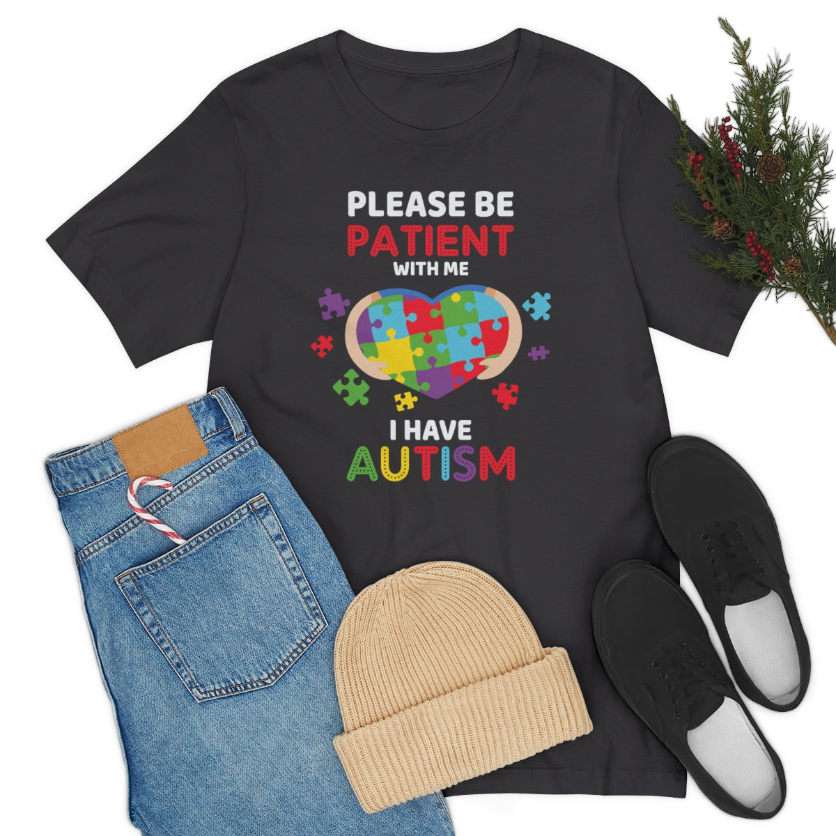 Please be patient with me I have Autism Puzzle Pieces Tshirt