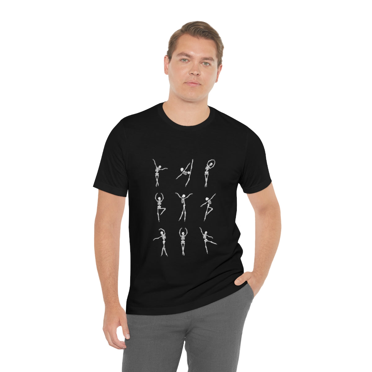 Dancing Skeletons Halloween Design on Unisex Jersey Short Sleeve Tee