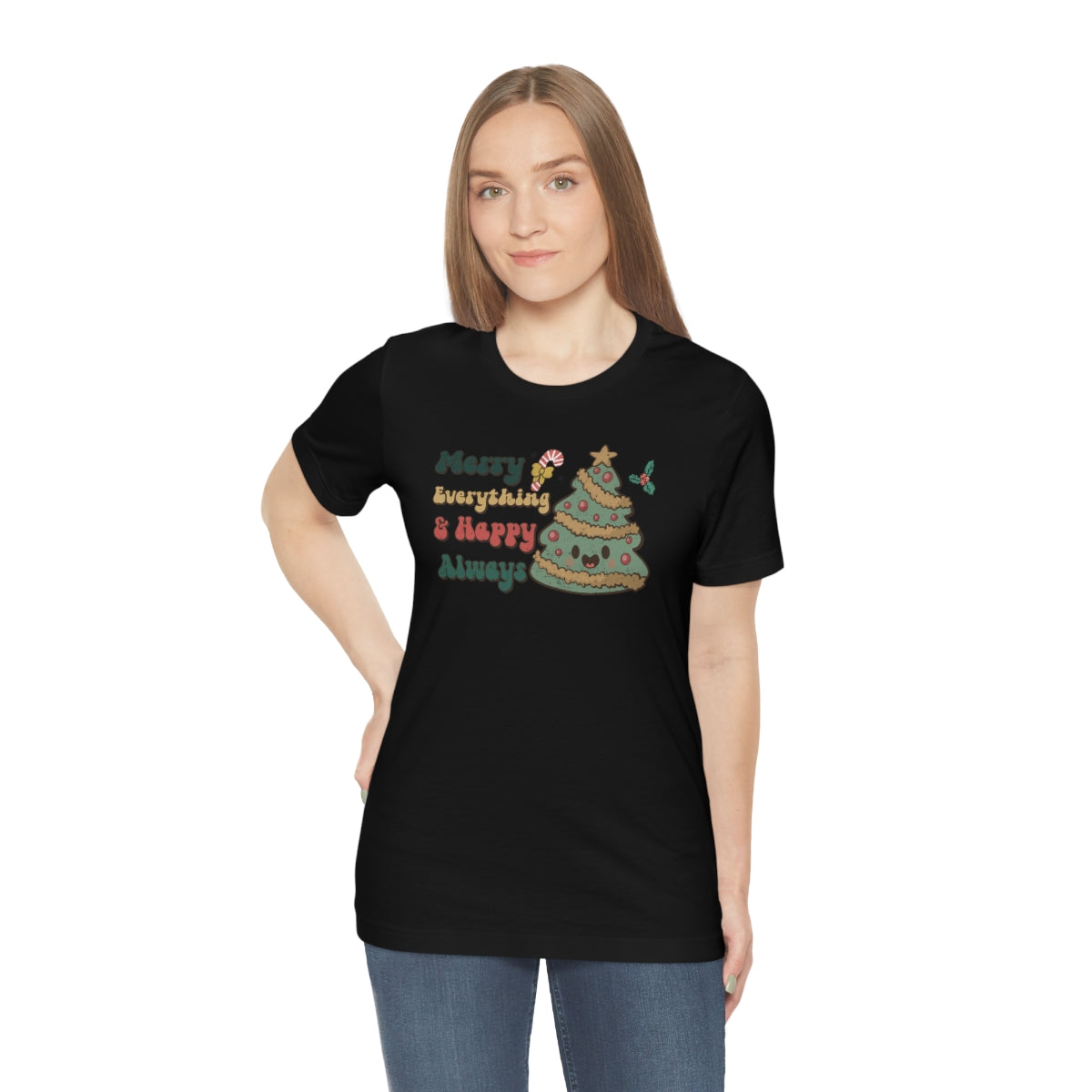 Merry Everything Tree Retro Christmas Tshirt