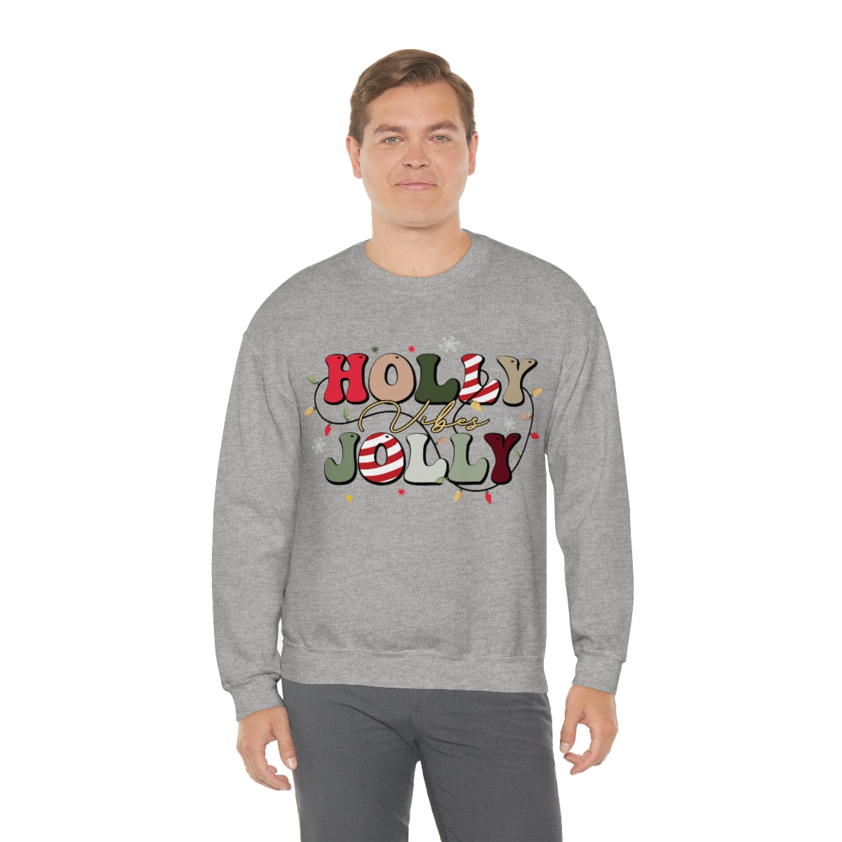 Holly Jolly Vibes with Lights Christmas Sweatshirt