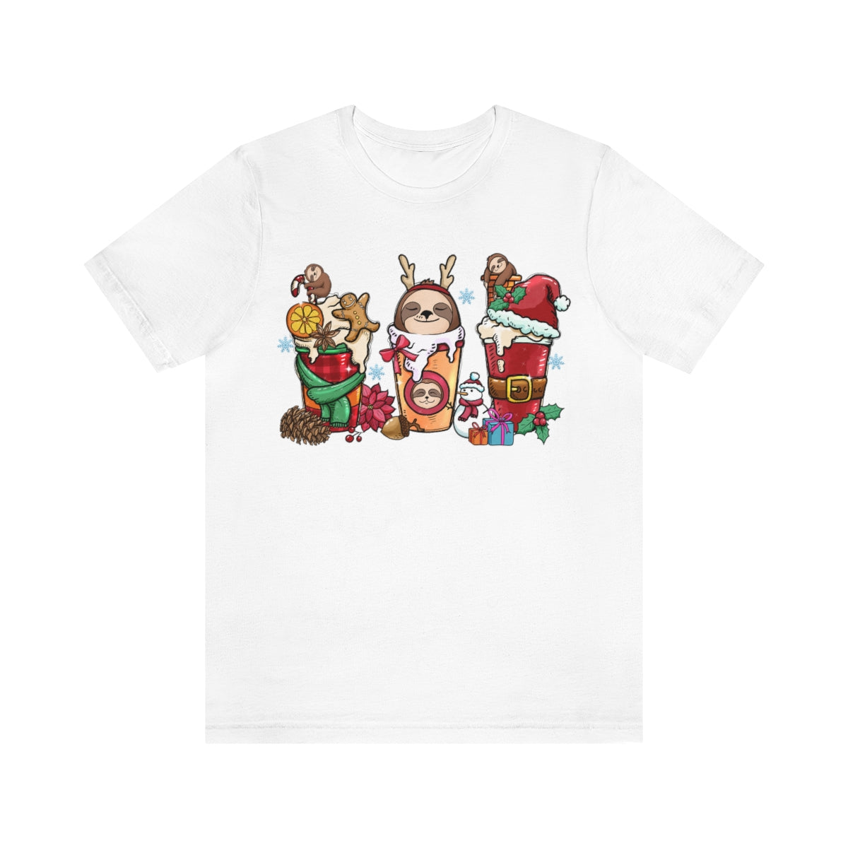 Cute Sloth Christmas Coffee Cup Xmas Tshirt