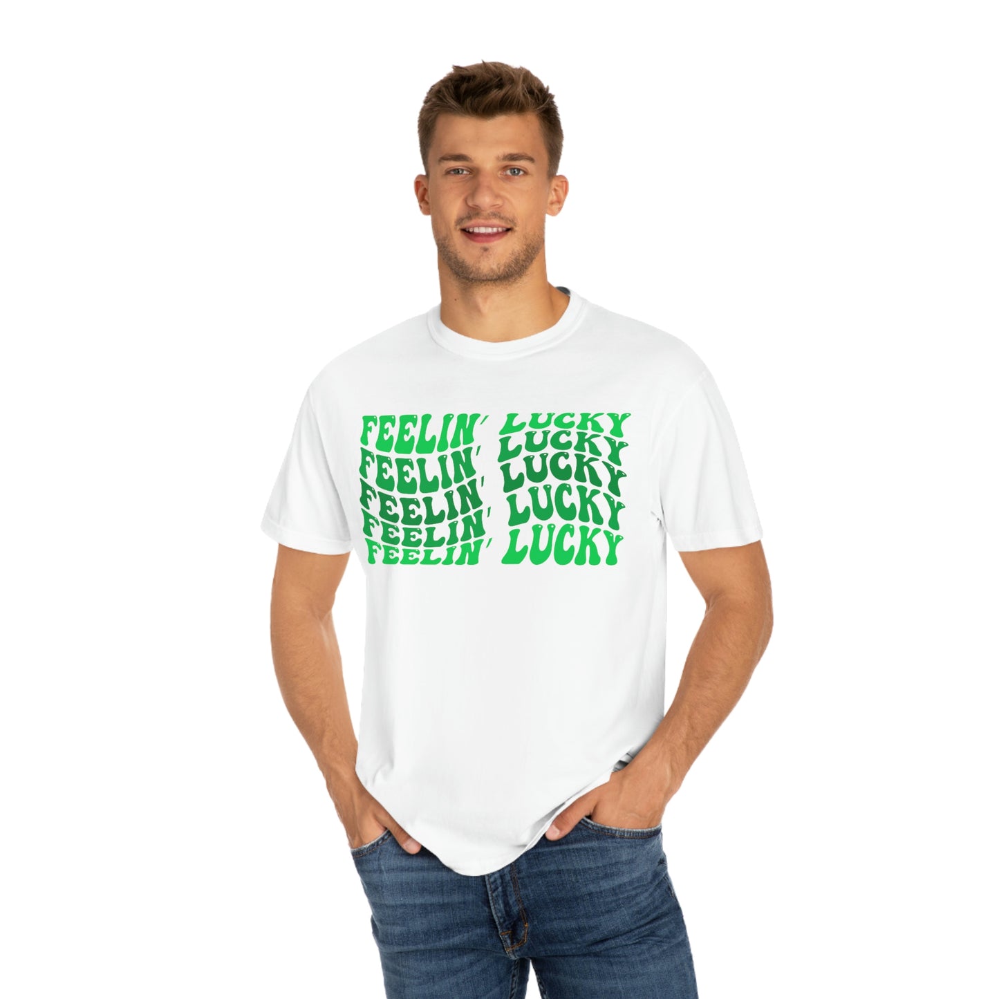 "Feelin' Lucky" Retro Vintage Font St. Patrick's Day Tshirt