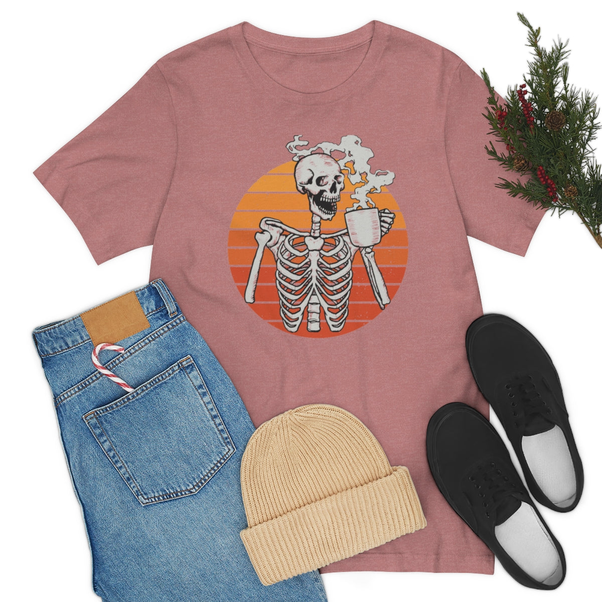 Dead Inside but Caffeinated Skeleton Halloween TShirt