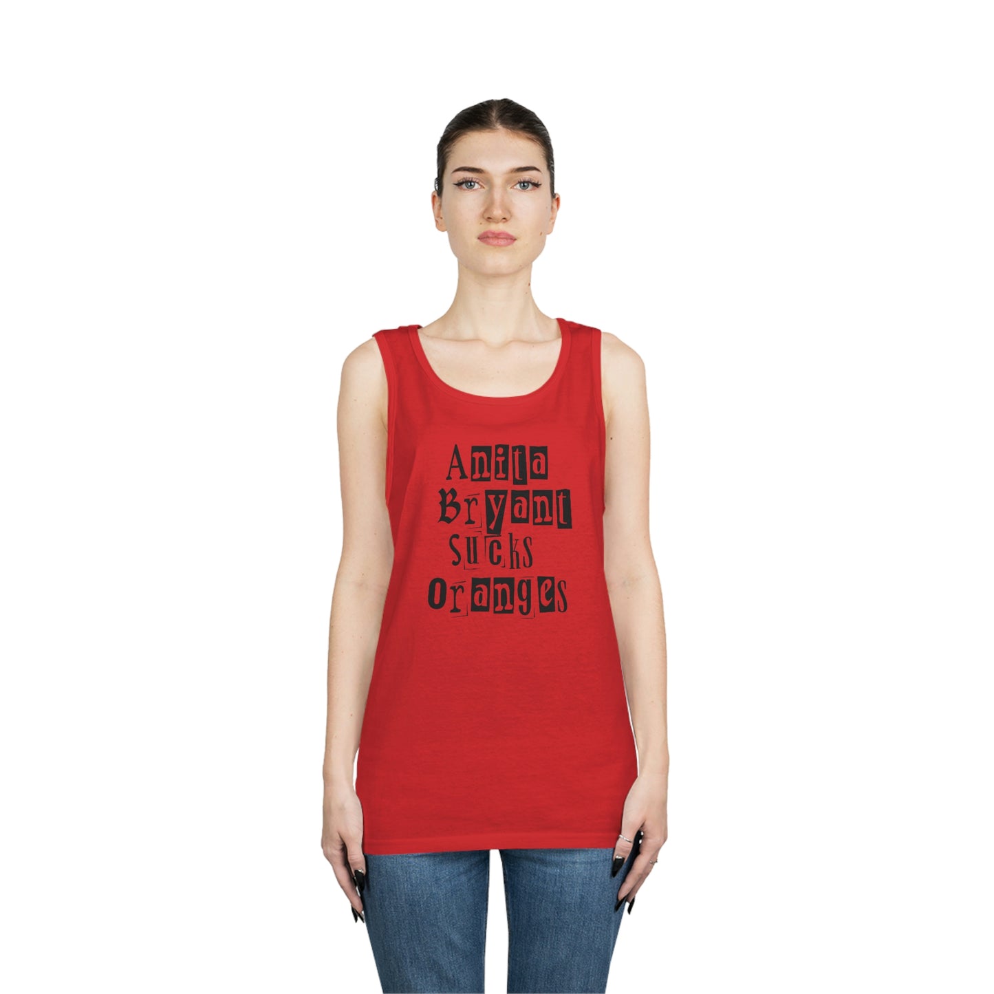 Anita Bryant Sucks Oranges Graffiti Style Font Two Sided Tank Top Gay Pride Flag