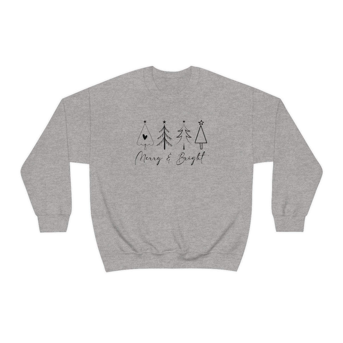 Merry & Bright Simple Christmas Xmas Trees Holiday Sweatshirt