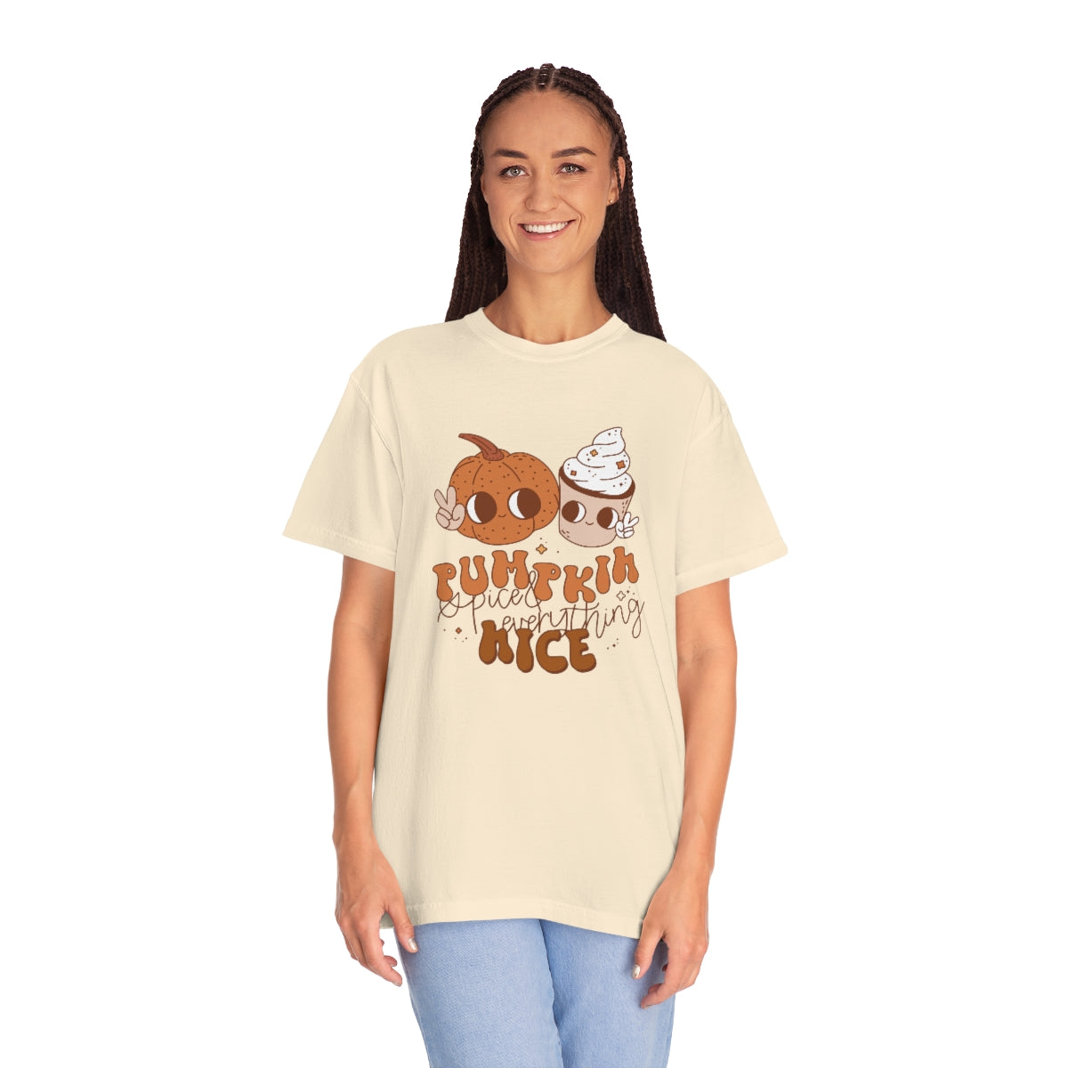 Pumpkin Spice Everything Cute Coffee & Pumpkin Halloween Design, Halloween Tshirt, Funny Tshirt Design on Unisex Garment-Dyed T-shirt