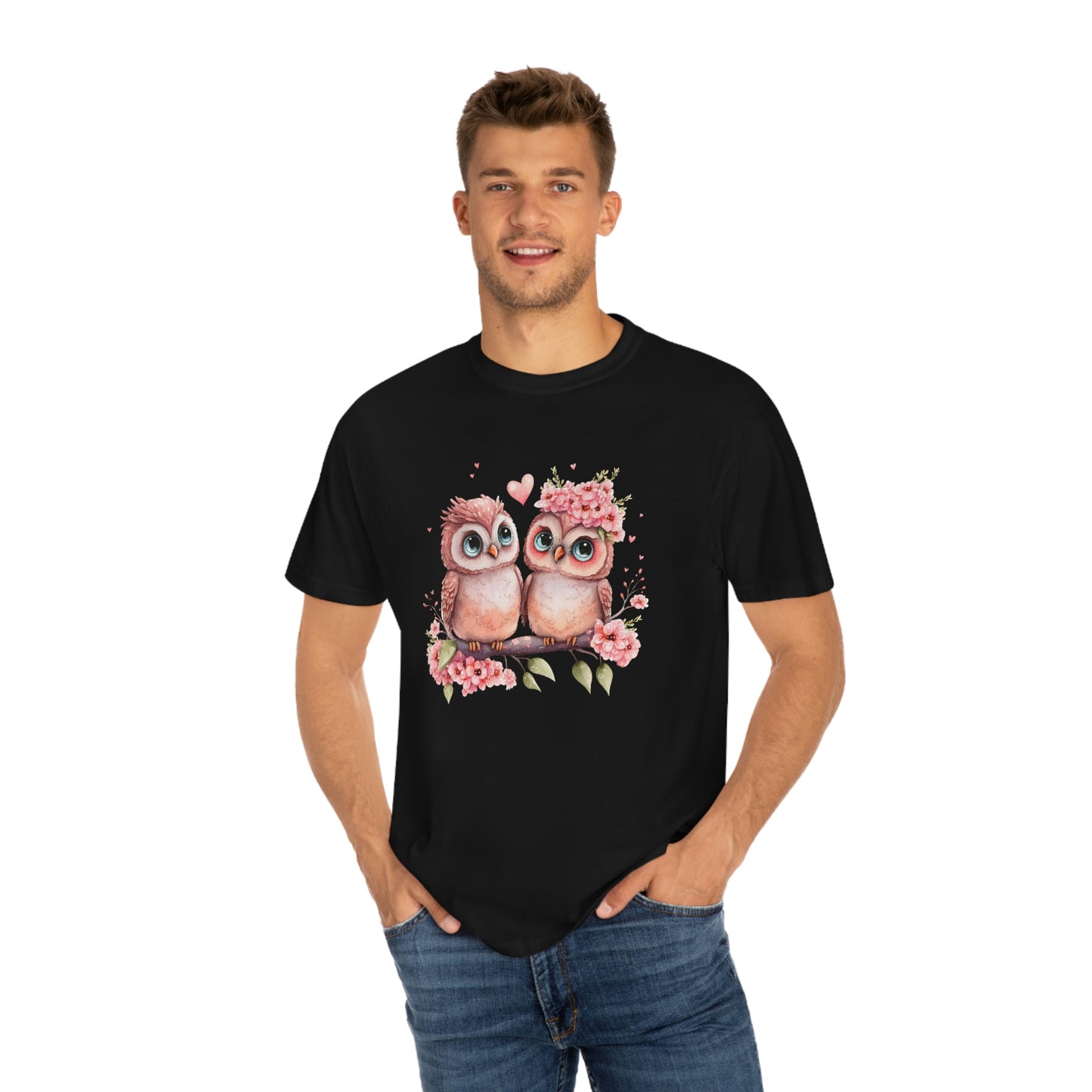 Adorable Valentines Day Owl Couple on Branch Tshirt