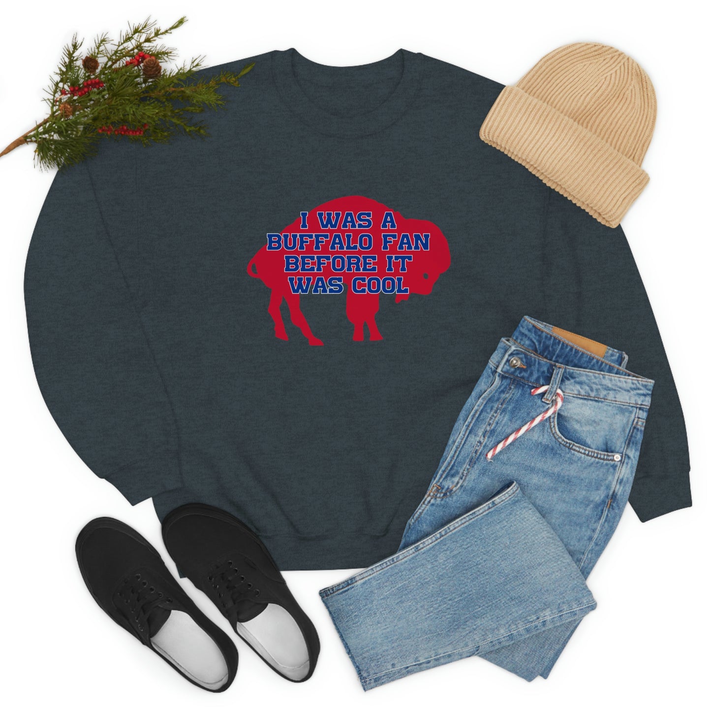 I Was a Buffalo Fan Before it was Cool Retro Red Logo Bills Mafia Football Crewneck Sweatshirt