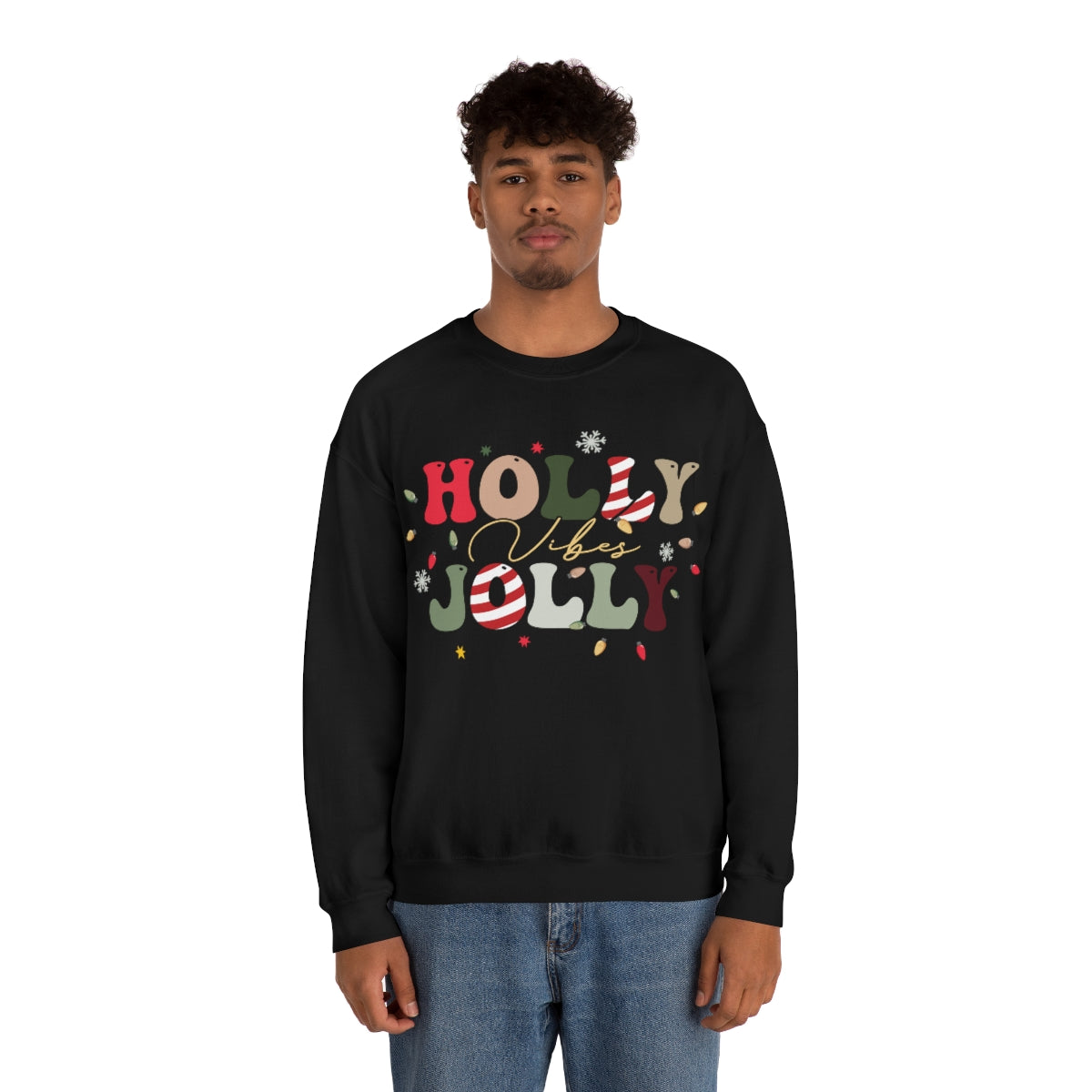 Holly Jolly Vibes with Lights Christmas Sweatshirt