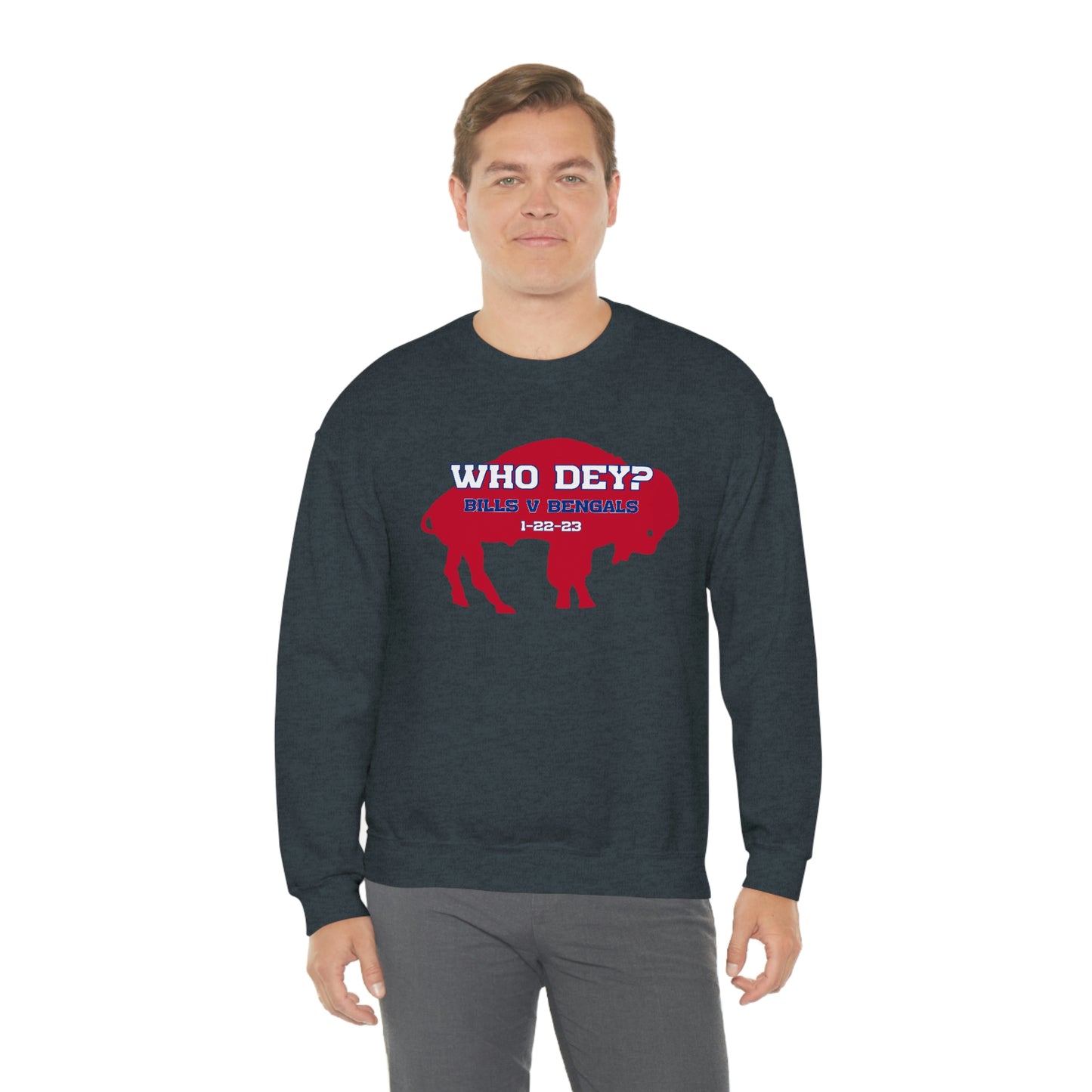 Who Dey? 1-22-23 Bills v. Bengals Buffalo Bills Football Bills Mafia Crewneck Sweatshirt