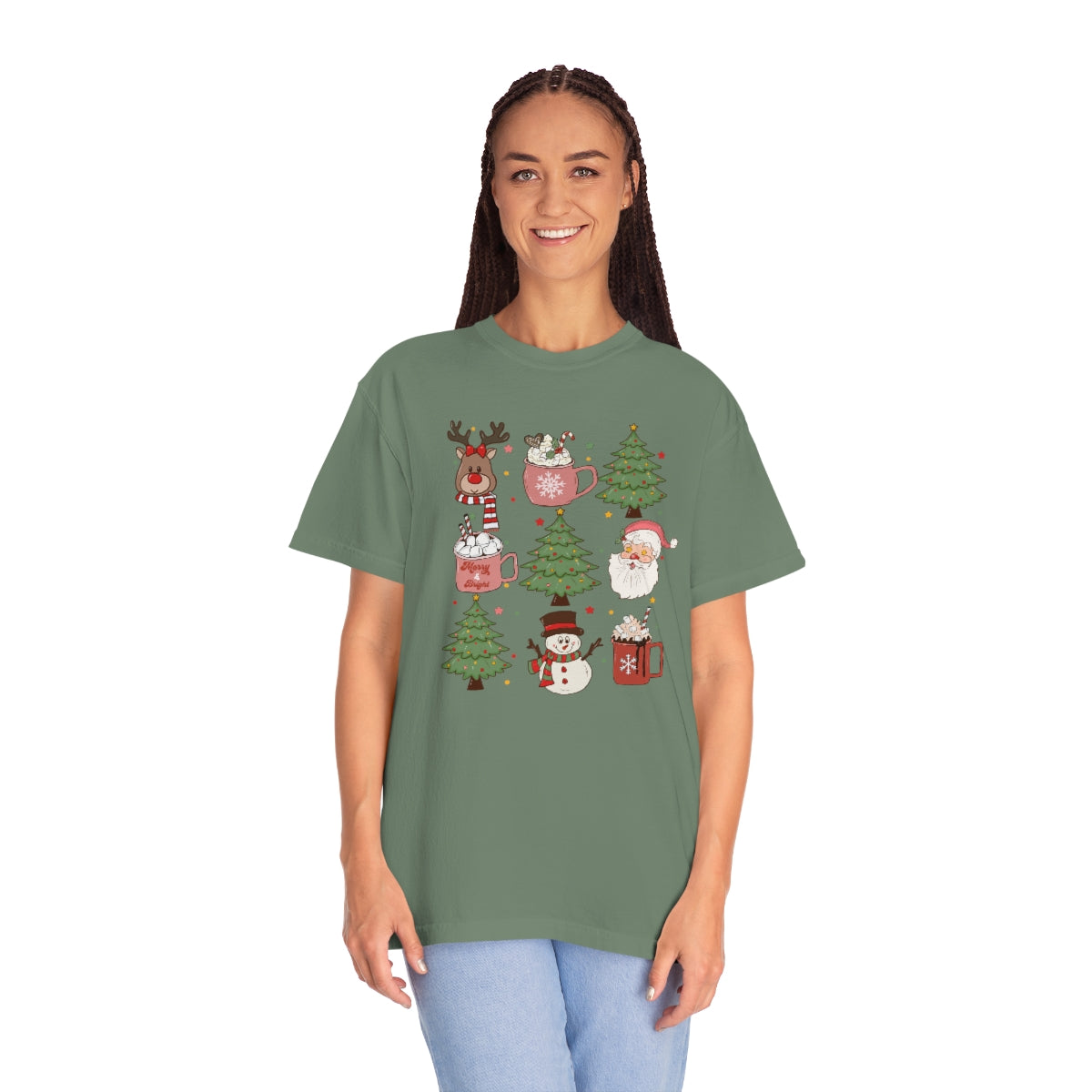 Cute Snowman Reindeer Santa Christmas Tree Xmas Holiday Tshirt