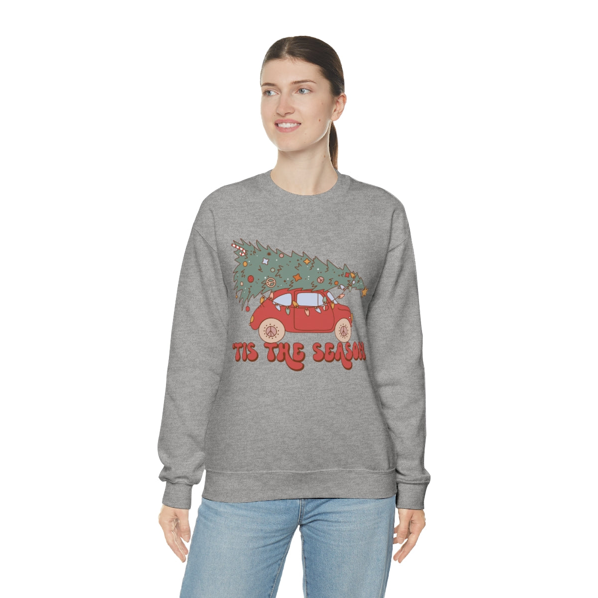 Tis the Season Groovy VW Bug Christmas Xmas Holiday Sweatshirt