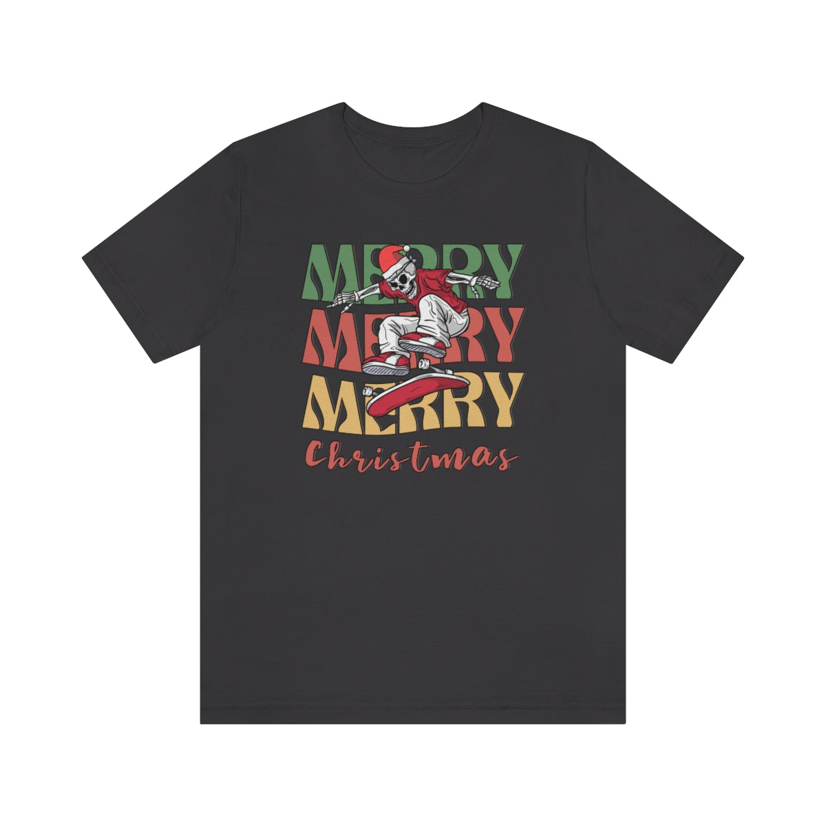 Merry Christmas Skeleton Skateboarding Retro Christmas Tshirt