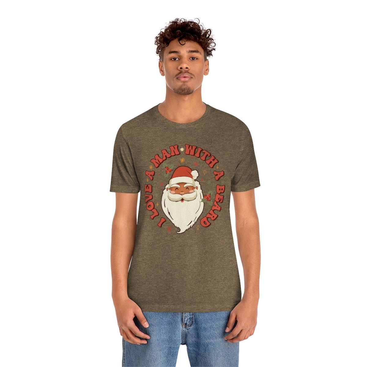 I Love a Man With A Beard Santa Christmas Tshirt