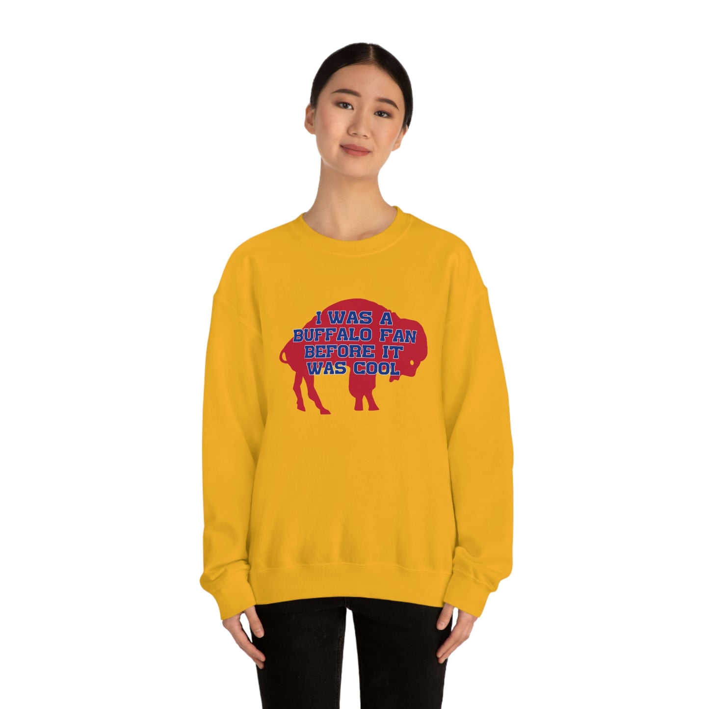 I Was a Buffalo Fan Before it was Cool Retro Red Logo Bills Mafia Football Crewneck Sweatshirt