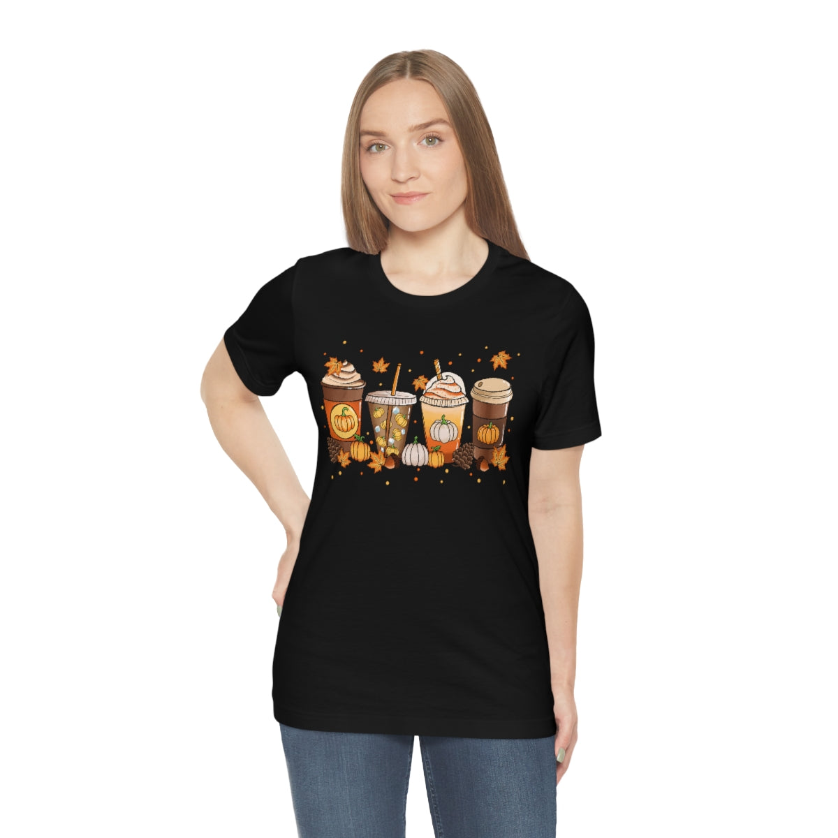 Fall Coffee Shirt Pumpkin Spice Coffee Design Short Sleeve Tshirt