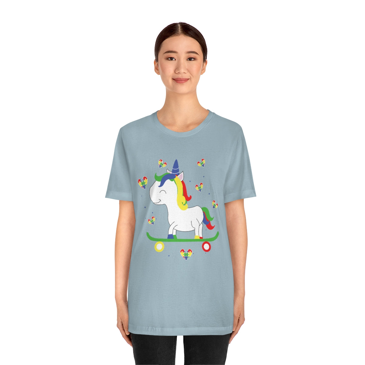 Cute Skateboarding Unicorn Autism Awareness Tshirt