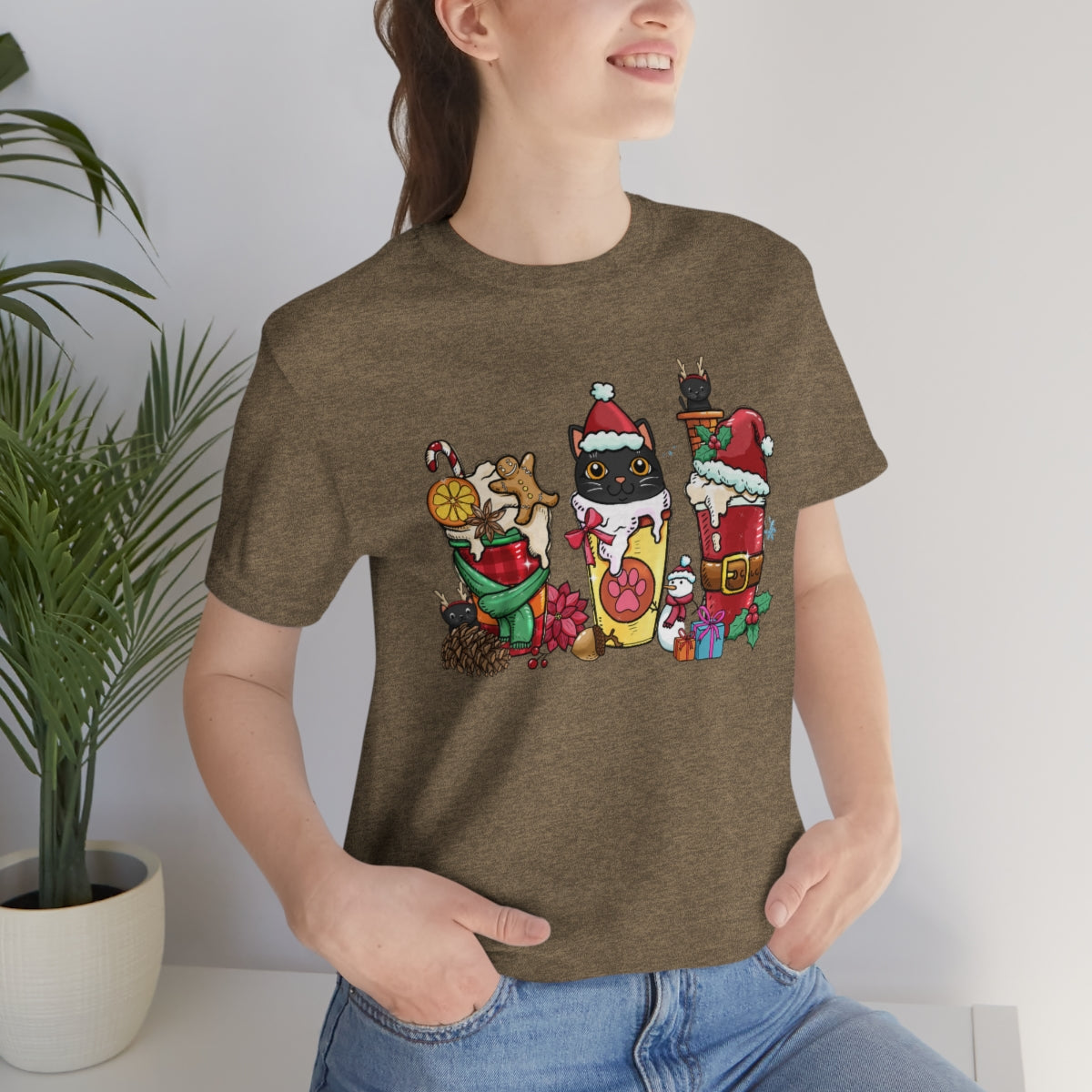 Black Cat Christmas Coffee Xmas Tshirt