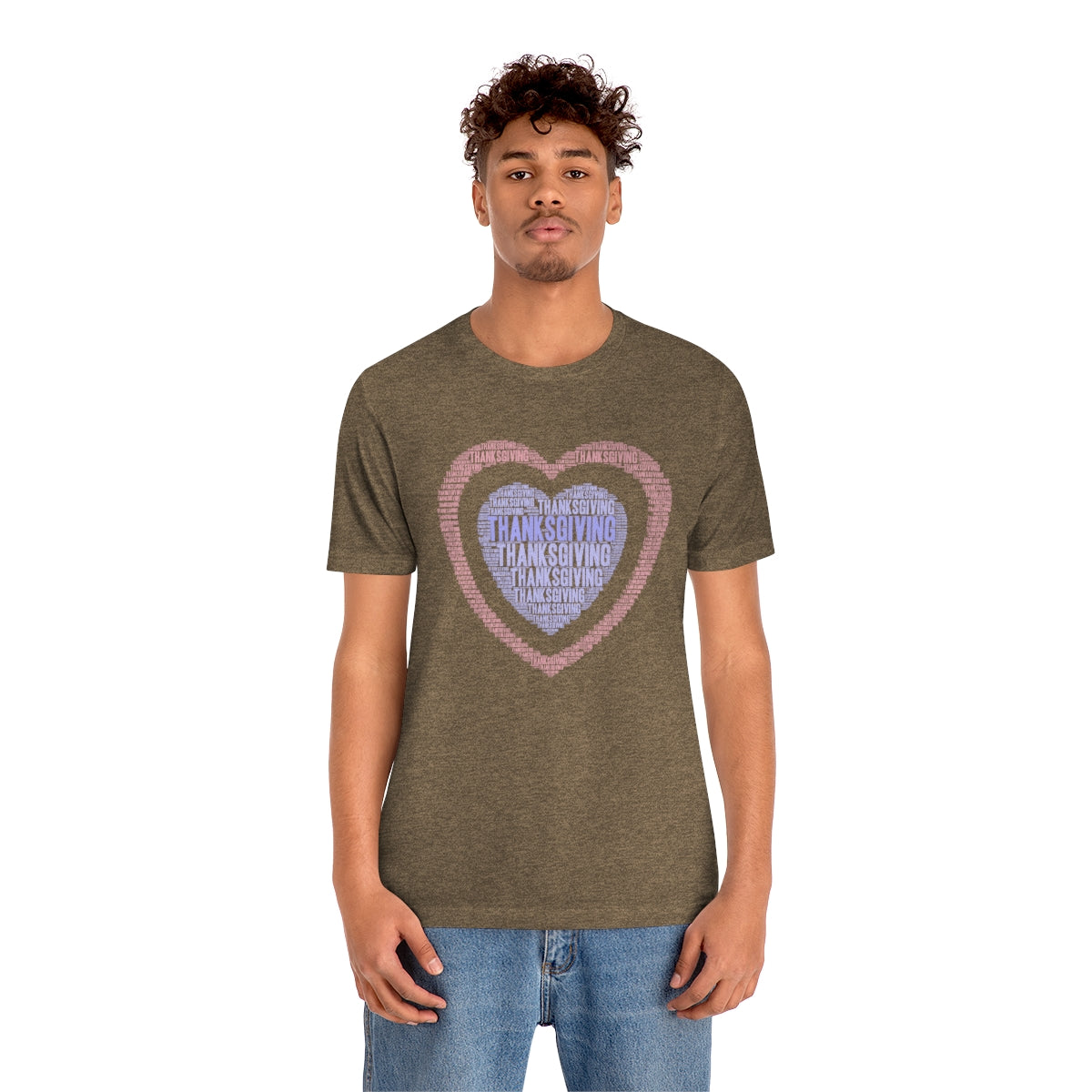 Cute Heart Thanksgiving Tshirt Design | Thanksgiving TShirt | Thanksgiving T-Shirt | Thanksgiving Teeshirt Design on Unisex Jersey Short Sleeve Tee