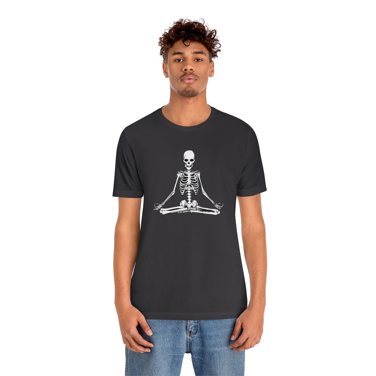 Meditating Yoga Skeleton TShirt, Funny Shirt, Namaste Skeleton, Halloween Lover Gift on Unisex Jersey Short Sleeve Tee