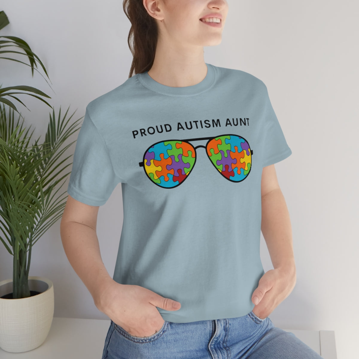 Proud Autism Aunt Sunglasses Tshirt