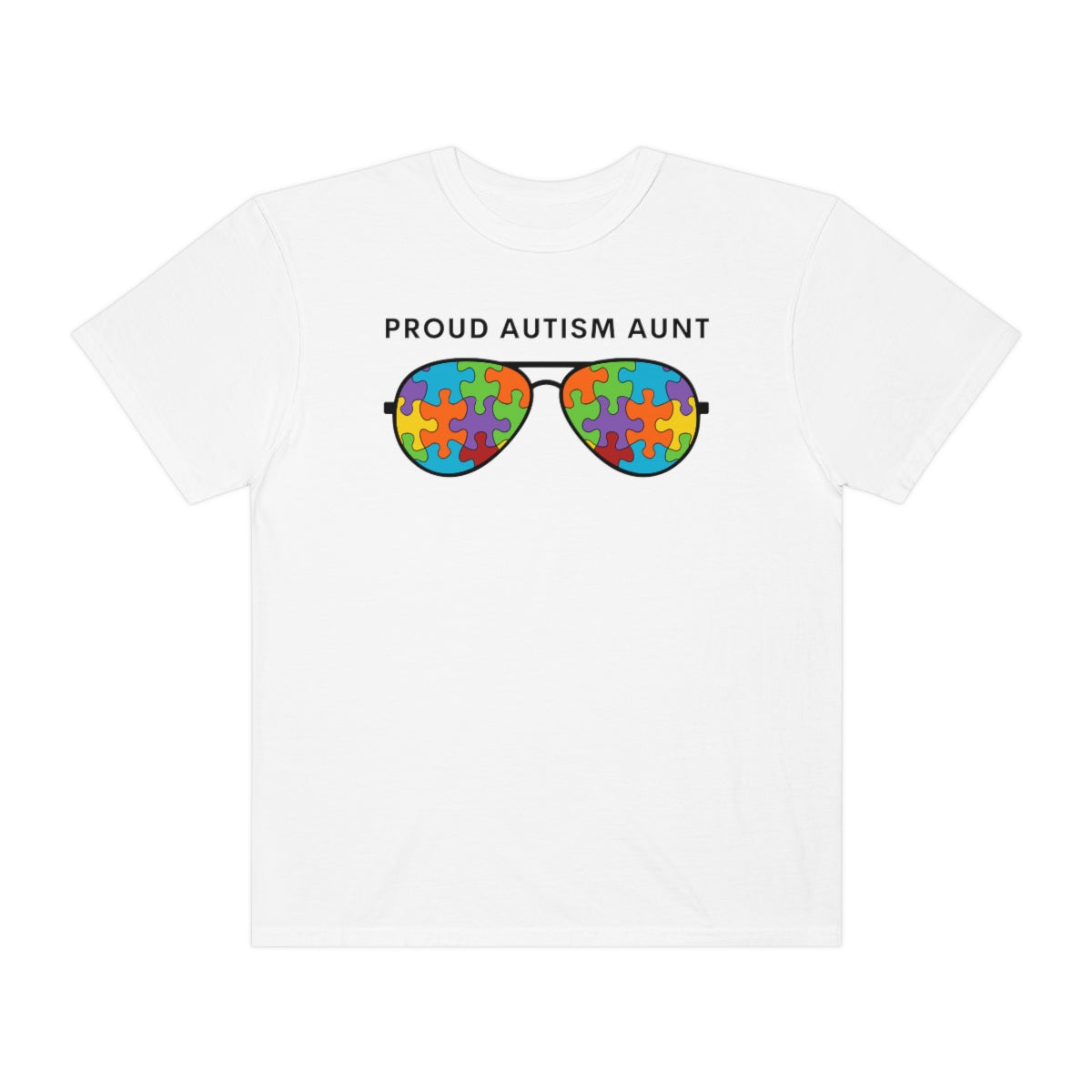 Proud Autism Aunt Sunglasses Puzzle Pieces Autism Awareness Tshirt