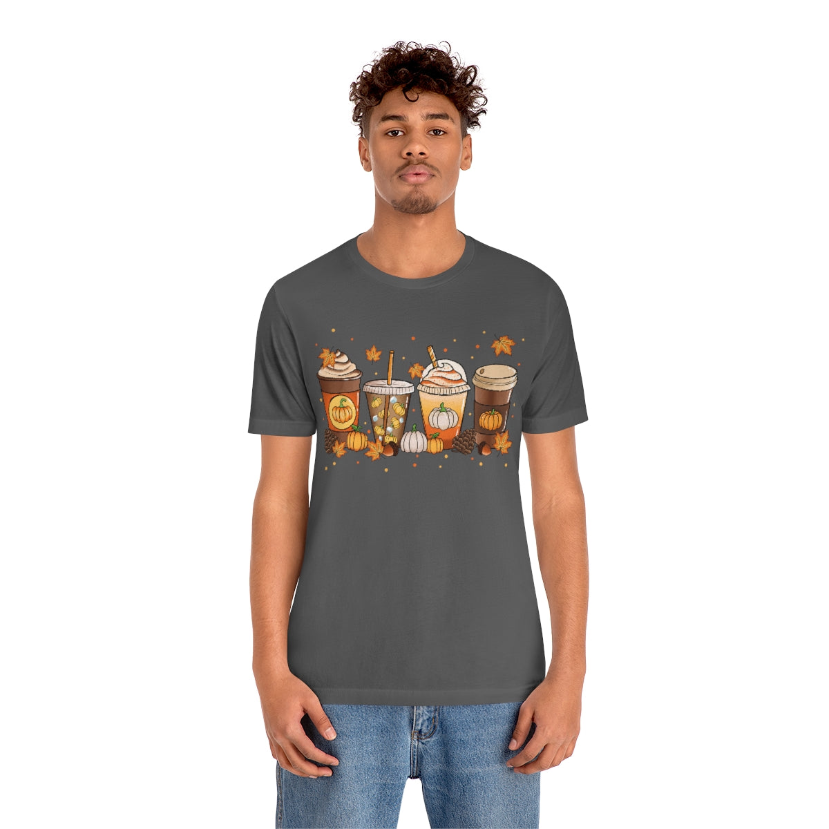 Fall Coffee Shirt Pumpkin Spice Coffee Design Short Sleeve Tshirt