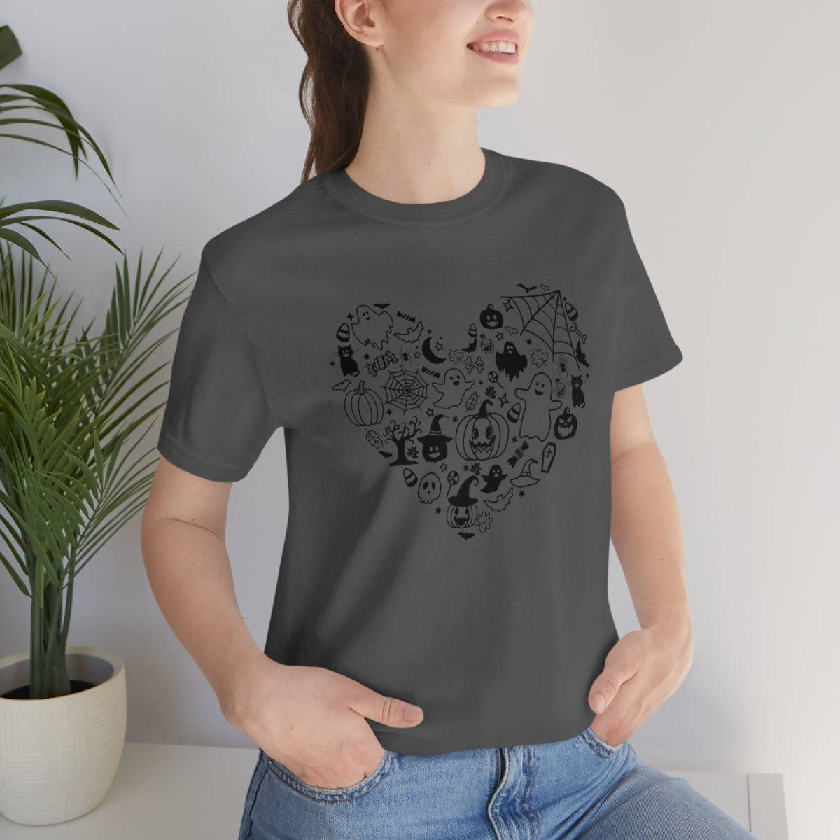 Heart Happy Halloween Tshirt Design on Unisex Jersey Short Sleeve Tee