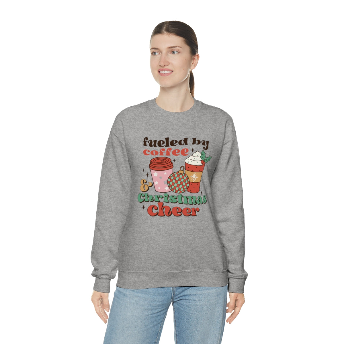 Fueled by Coffee and Christmas Cheer Xmas Holiday Sweatshirt