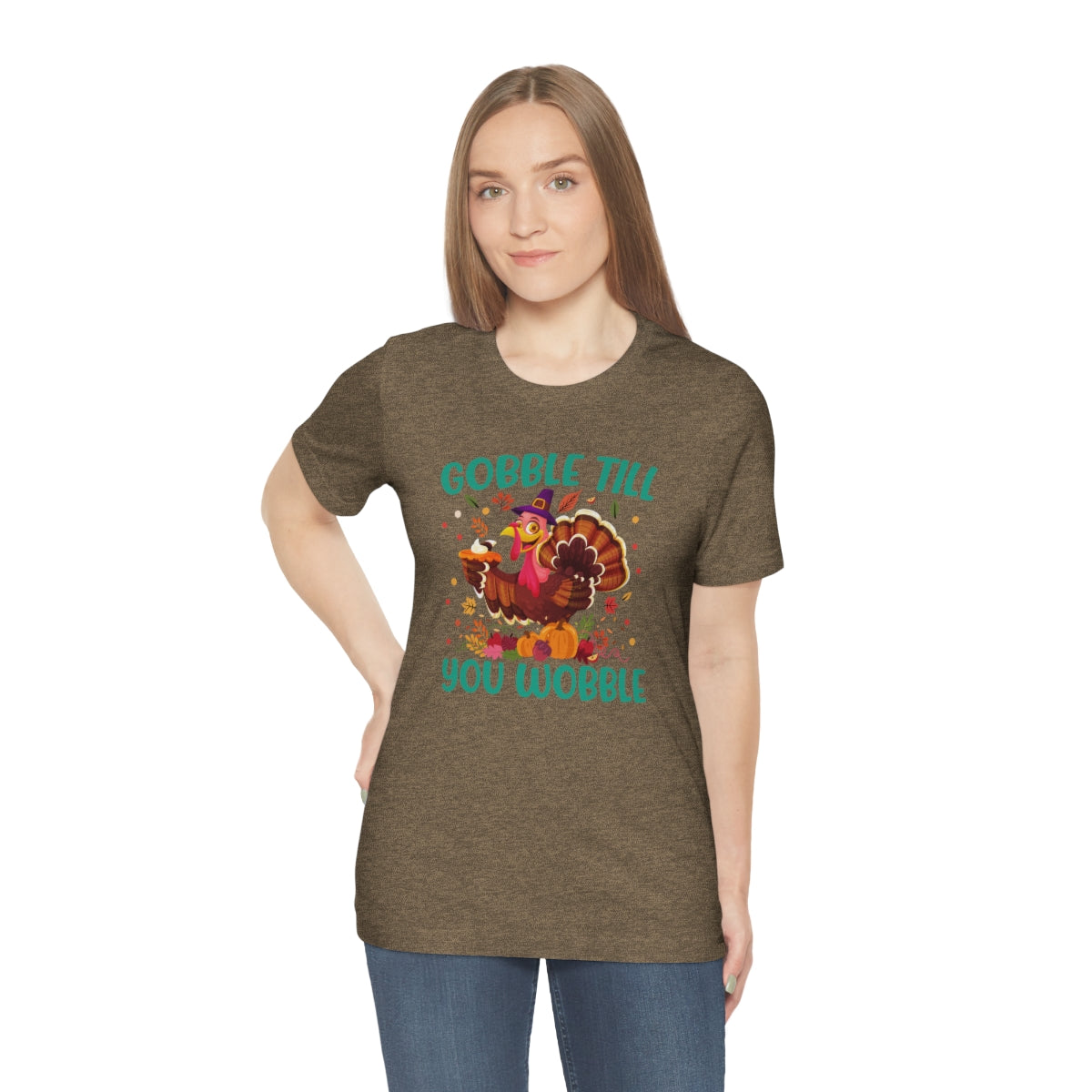 Gobble Til You Wobble Cute Thanksgiving Tshirt Design | Thanksgiving TShirt | Thanksgiving T-Shirt | Thanksgiving Teeshirt Design on Unisex Jersey Short Sleeve Tee