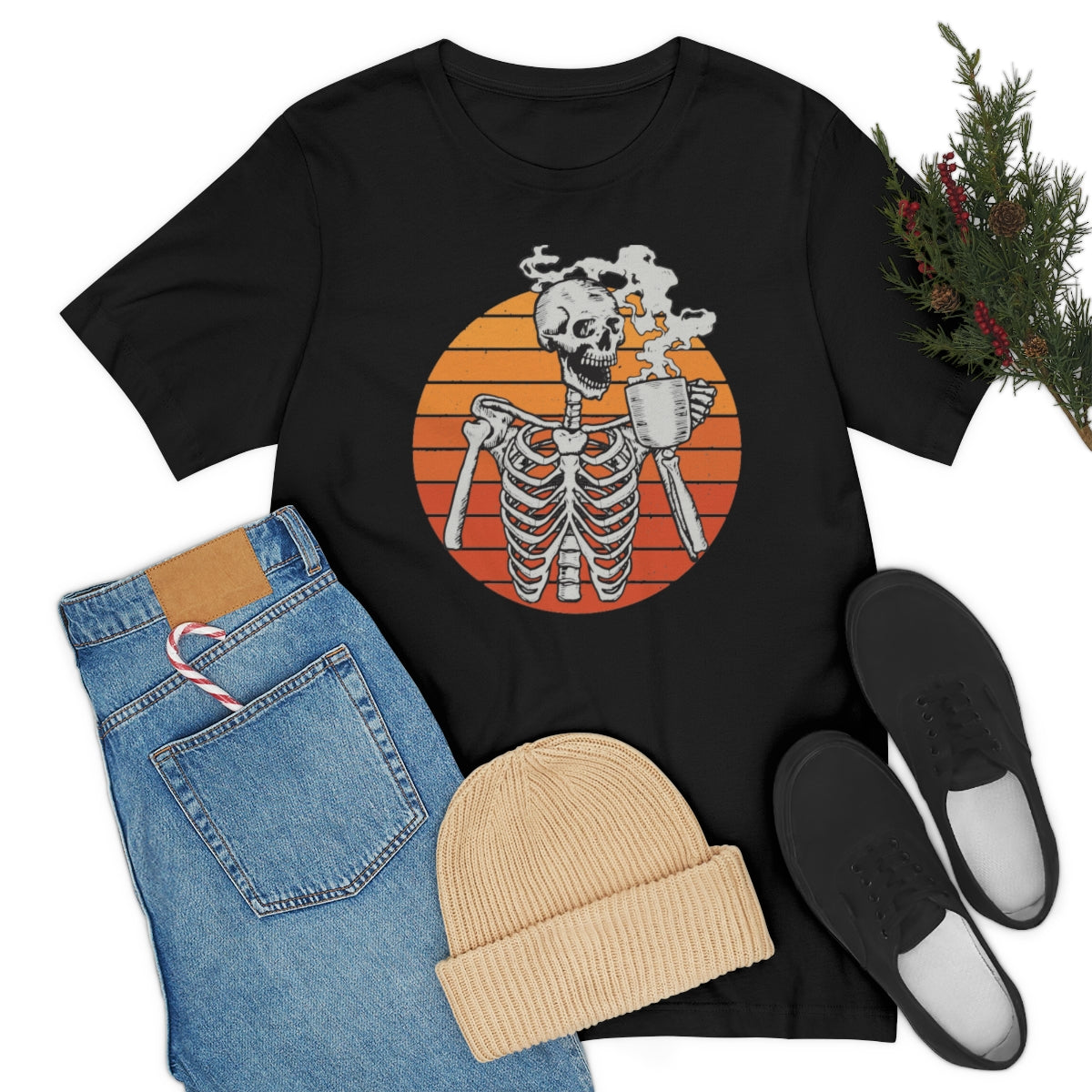 Dead Inside but Caffeinated Skeleton Halloween TShirt