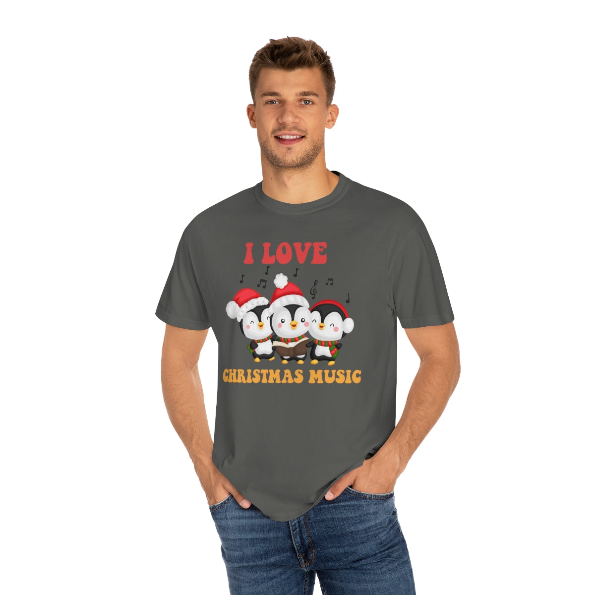 Cute I love Christmas Music Singing Caroling Penguins Holiday Xmas TShirt