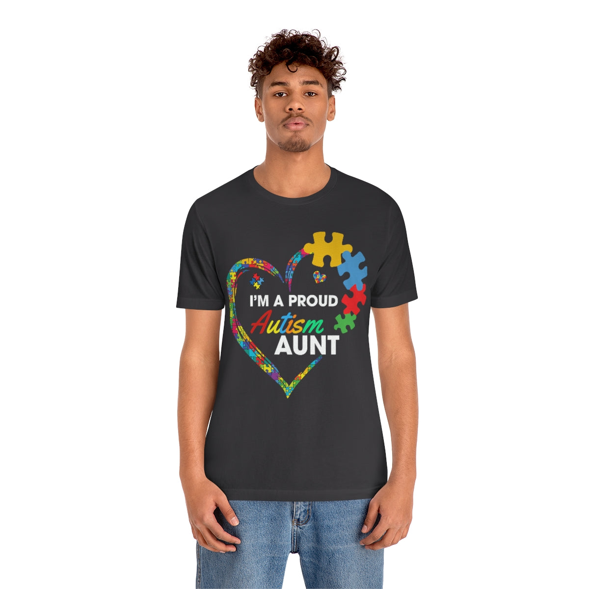 Proud Autism Aunt Heart Puzzle Pieces Tshirt