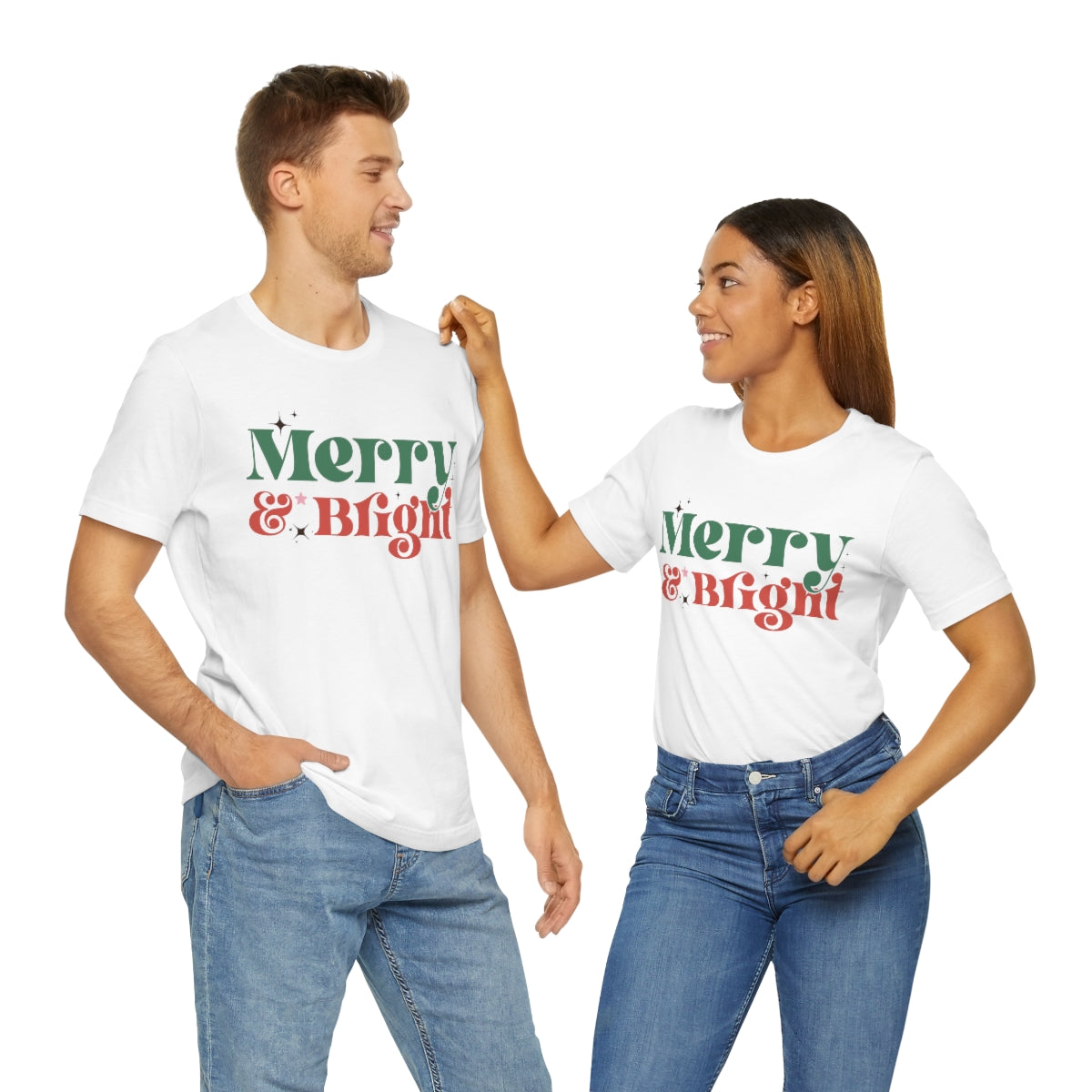 Retro Merry & Bright Vintage Style Christmas Xmas Holiday Tshirt