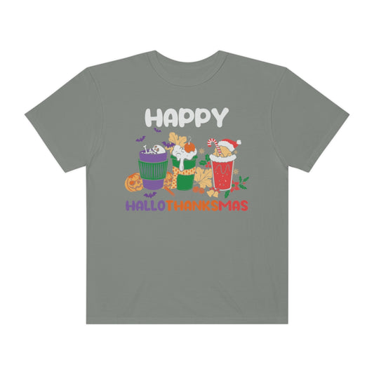 Happy Hallowthanksmas Cute Holiday TeeShirt Design