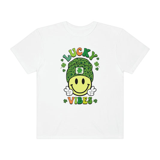 Retro Lucky Vibes Smiley Face St. Patrick's Day Tshirt