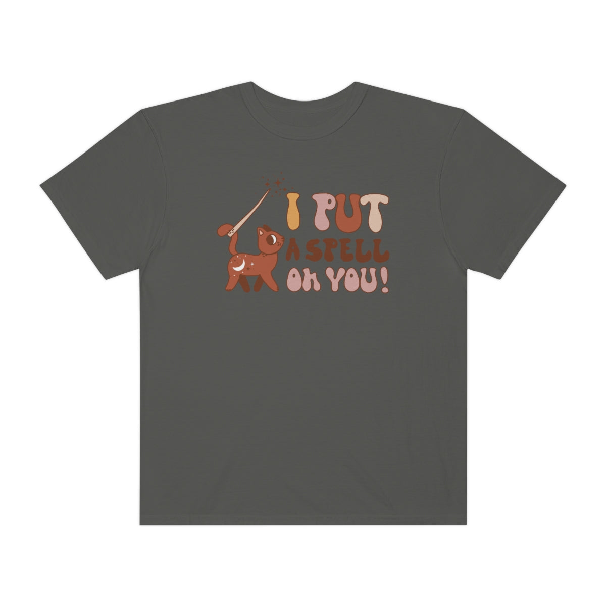 I Put a Spell on You Cute Cat Halloween Design, Halloween Tshirt, Funny Tshirt Design on Unisex Garment-Dyed T-shirt