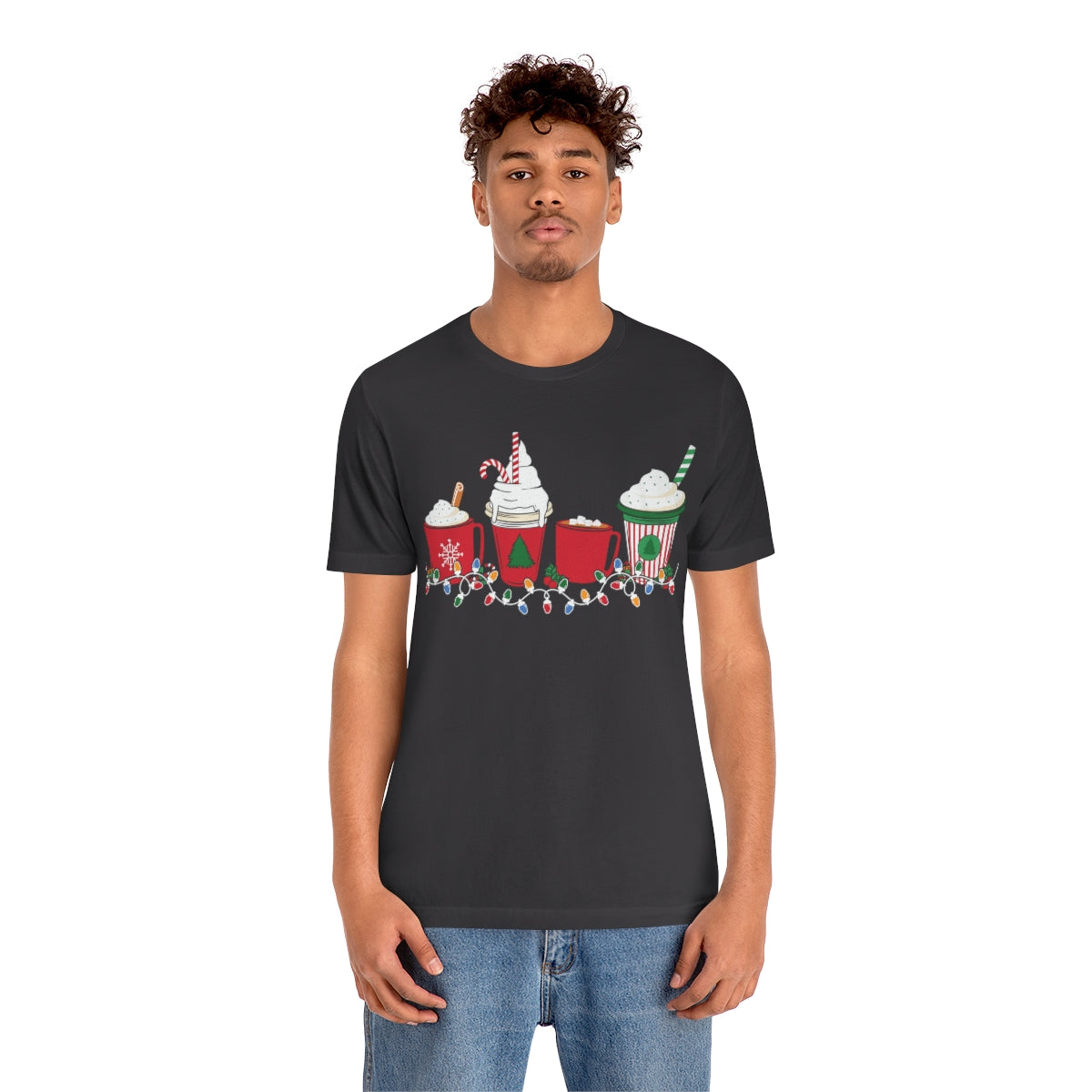 Starbucks Themed Peppermint Coffee Cups Christmas Holiday Tshirt