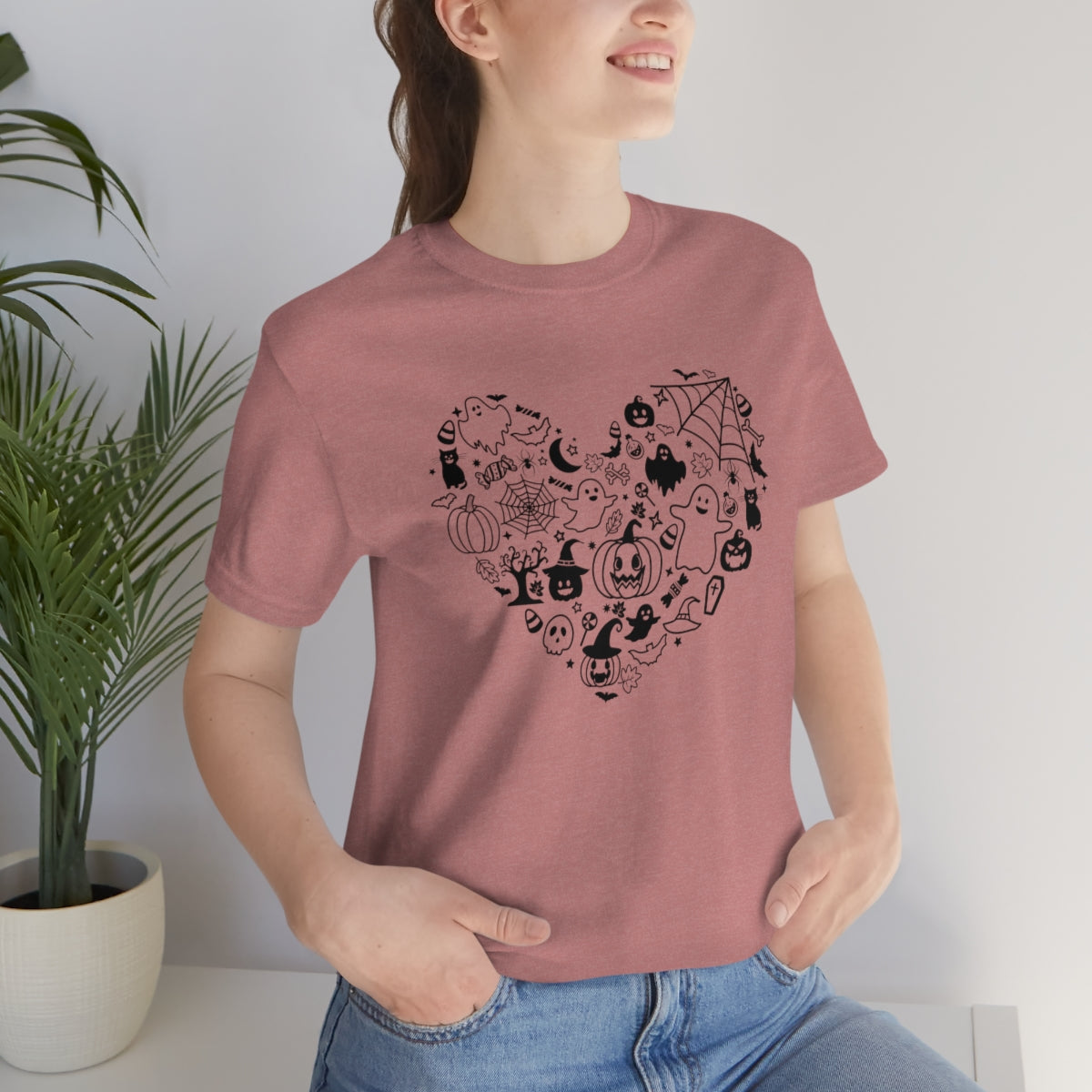 Heart Happy Halloween Tshirt Design on Unisex Jersey Short Sleeve Tee