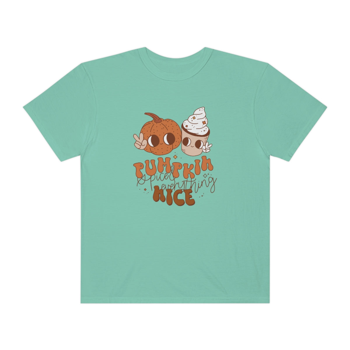 Pumpkin Spice Everything Cute Coffee & Pumpkin Halloween Design, Halloween Tshirt, Funny Tshirt Design on Unisex Garment-Dyed T-shirt