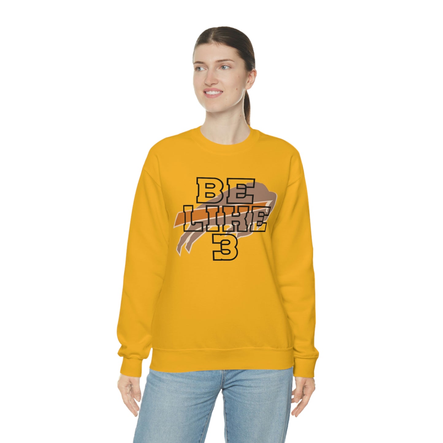 Be Like #3 Damar Hamlin Black Outline Buffalo Bills Logo Crewneck Sweatshirt