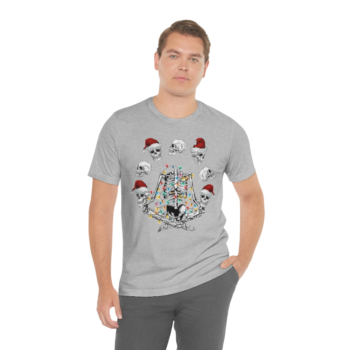 Yoga Skeleton Juggling Heads Christmas Tshirt