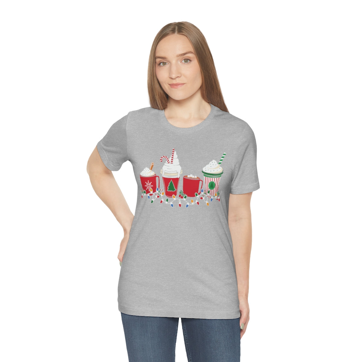 Starbucks Themed Peppermint Coffee Cups Christmas Holiday Tshirt